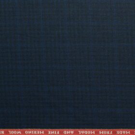 Raymond Men's 10% Wool  Checks 3.75 Meter Unstitched Suiting Fabric (Dark Royal Blue)