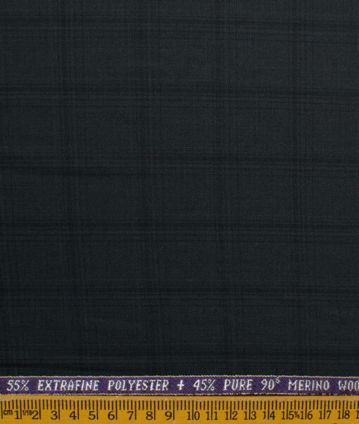 Raymond Men's 45% Wool Super 90's Checks 3.75 Meter Unstitched Suiting Fabric (Dark Grey)