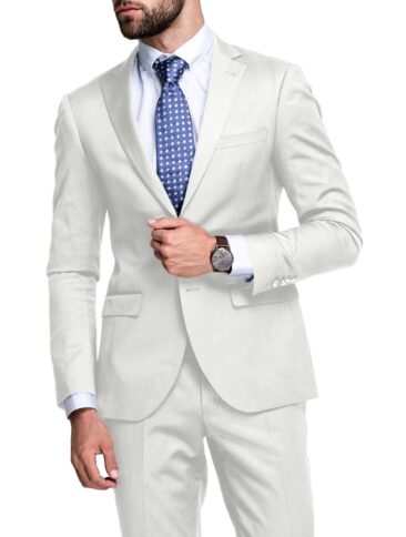 Solino Men's 100% Linen 70 LEA Structured 3.75 Meter Unstitched Suiting Fabric (White)