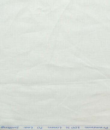 Solino Men's 100% Linen 70 LEA Structured 3.75 Meter Unstitched Suiting Fabric (White)