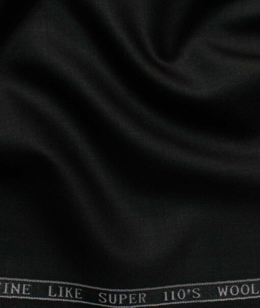 Zaccari Men's 20% Wool Super 110's Solids 3.75 Meter Unstitched Suiting Fabric (Jet Black)