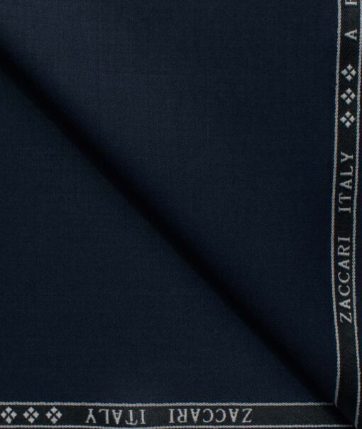Zaccari Men's 20% Wool Super 110's Solids 3.75 Meter Unstitched Suiting Fabric (Dark Blue)