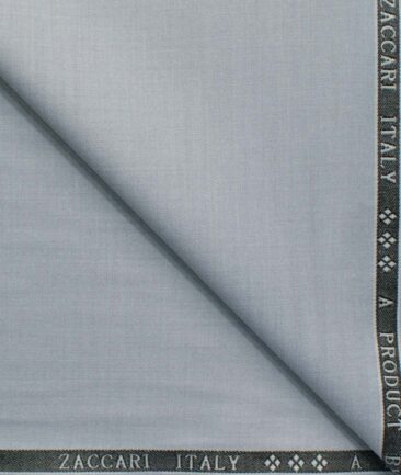 Zaccari Men's 20% Wool Super 110's Solids 3.75 Meter Unstitched Suiting Fabric (Light Grey)