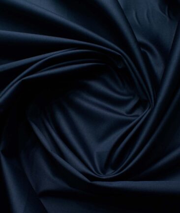 Arvind Men's 60's Premium Cotton Lycra Stretchable Solids 2.25 Meter Unstitched Shirting Fabric (Dark Blue)