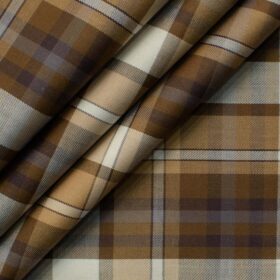 Arvind Men's Premium Cotton Checks 2.25 Meter Unstitched Shirting Fabric (Brown)