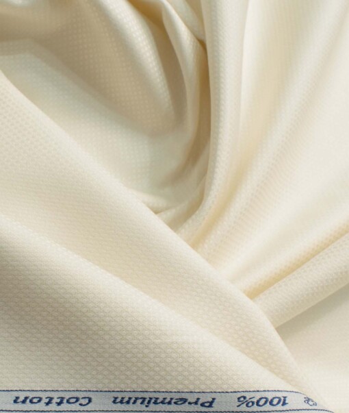 Arvind Men's Premium Cotton Structured 2.25 Meter Unstitched Shirting Fabric (Cream)