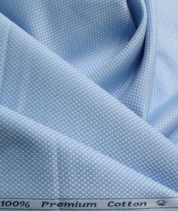 Arvind Men's Premium Cotton Structured 2.25 Meter Unstitched Shirting Fabric (Light Blue)