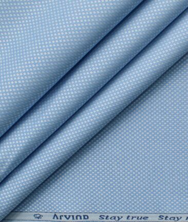 Arvind Men's Premium Cotton Structured 2.25 Meter Unstitched Shirting Fabric (Light Blue)