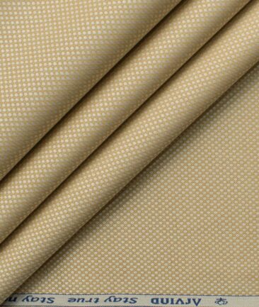 Arvind Men's Premium Cotton Structured 2.25 Meter Unstitched Shirting Fabric (Sand Castle Beige)
