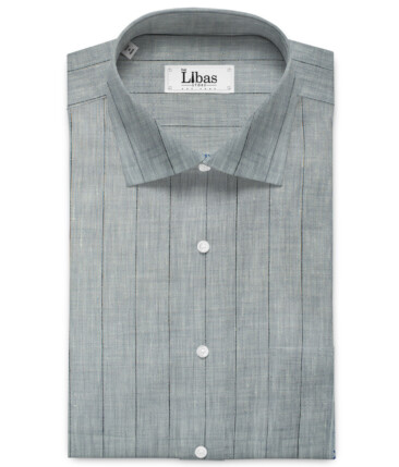 Arvind Men's Pure Irish Linen 80 LEA Striped 2.25 Meter Unstitched Shirting Fabric (Light Grey)