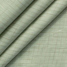 Arvind Men's Pure Irish Linen 80 LEA Checks 2.25 Meter Unstitched Shirting Fabric (Pistachious Green)