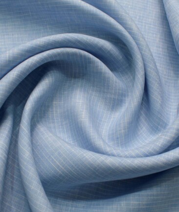 Arvind Men's Pure Irish Linen 80 LEA Striped 2.25 Meter Unstitched Shirting Fabric (Sky Blue)