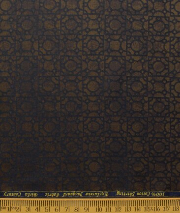 Birla Century Men's Giza Cotton Self Design 2.25 Meter Unstitched Shirting Fabric (Brown)
