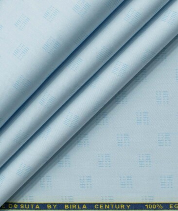 Birla Century Men's Giza Cotton Self Design 2.25 Meter Unstitched Shirting Fabric (Firozi Blue)