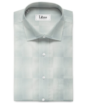 Birla Century Men's Giza Cotton Checks 2.25 Meter Unstitched Shirting Fabric (White & Grey)