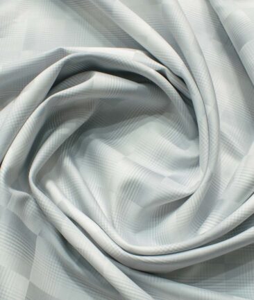 Birla Century Men's Giza Cotton Checks 2.25 Meter Unstitched Shirting Fabric (White & Grey)