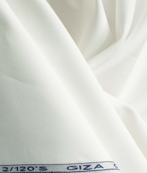 Birla Century Men's 2/120's Giza Cotton Solids 2.25 Meter Unstitched Shirting Fabric (White)