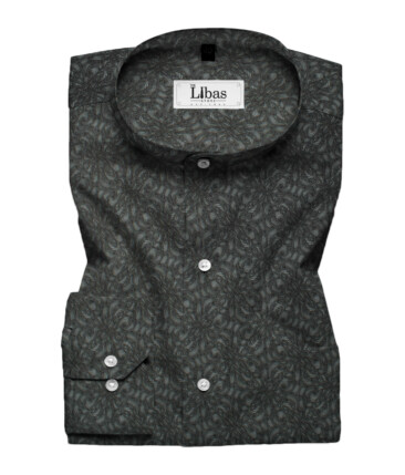Birla Century Men's Premium Cotton Printed 2.25 Meter Unstitched Shirting Fabric (Dark Grey)