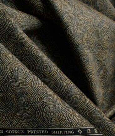 Birla Century Men's Premium Cotton Printed 2.25 Meter Unstitched Shirting Fabric (Light Brown)