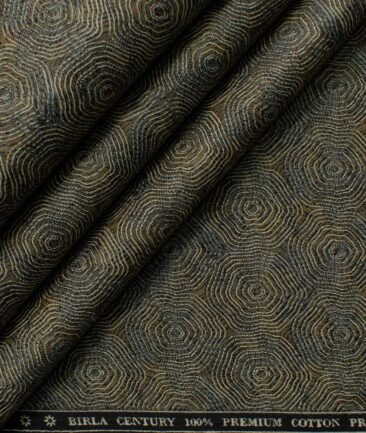 Birla Century Men's Premium Cotton Printed 2.25 Meter Unstitched Shirting Fabric (Light Brown)