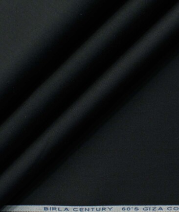 Birla Century Men's 60's Giza Cotton Solids 2.25 Meter Unstitched Shirting Fabric (Jet Black)
