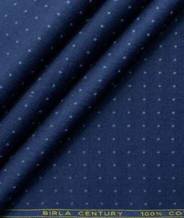 Birla Century Men's Pure Cotton Self Design 2.25 Meter Unstitched Shirting Fabric (Denim Blue)