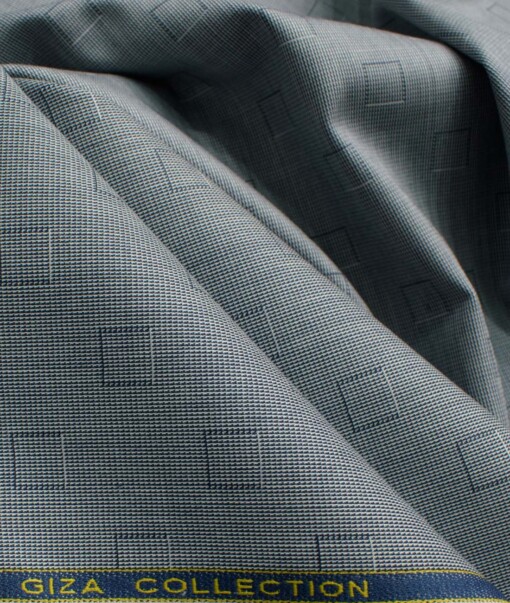 Birla Century Men's Giza Cotton Self Design 2.25 Meter Unstitched Shirting Fabric (Grey)