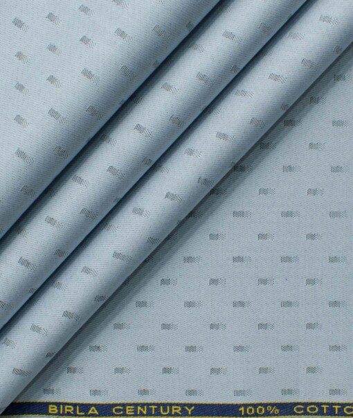 Birla Century Men's Pure Cotton Self Design 2.25 Meter Unstitched Shirting Fabric (Sky Blue)