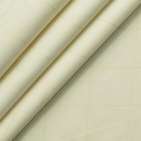 Birla Century Men's 60's Giza Cotton Checks 2.25 Meter Unstitched Shirting Fabric (Yellowish Cream)
