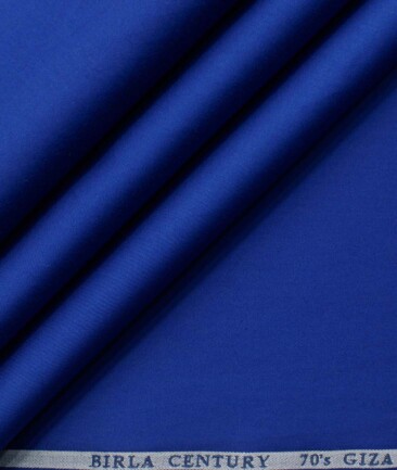 Birla Century Men's 70's Giza Cotton Solids 2.25 Meter Unstitched Shirting Fabric (Bright Royal Blue)