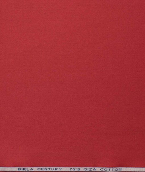 Birla Century Men's 70's Giza Cotton Solids 2.25 Meter Unstitched Shirting Fabric (Red)