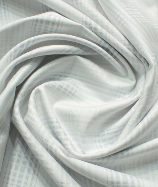 Birla Century Men's 60's Giza Cotton Self Design 2.25 Meter Unstitched Shirting Fabric (White & Light Grey)