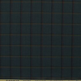 Canetti by Cadini Italy Men's Bamboo Checks 2.25 Meter Unstitched Shirting Fabric (Dark Pine Green)