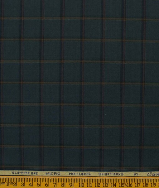 Canetti by Cadini Italy Men's Bamboo Checks 2.25 Meter Unstitched Shirting Fabric (Dark Pine Green)