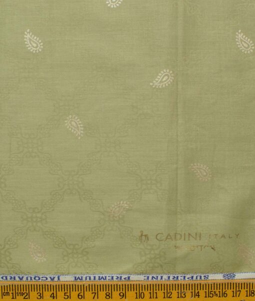 Canetti by Cadini Italy Men's Lawn Premium Cotton Printed 2.25 Meter Unstitched Shirting Fabric (Light Green)