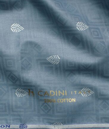 Canetti by Cadini Italy Men's Lawn Premium Cotton Printed 2.25 Meter Unstitched Shirting Fabric (Stone Blue)