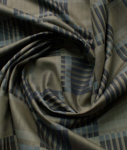 J.Hamsptead Men's Giza Cotton Self Design 2.25 Meter Unstitched Shirting Fabric (Light Brown)