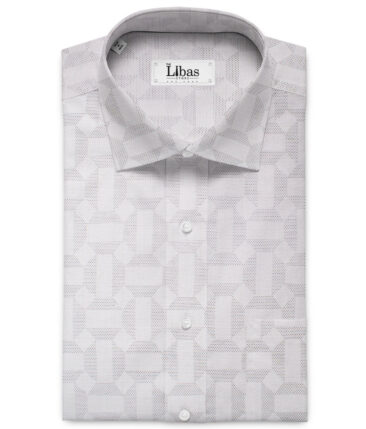 J.Hampstead Men's Giza Cotton Self Design  Unstitched Shirting Fabric (Light Grey) - Image 2