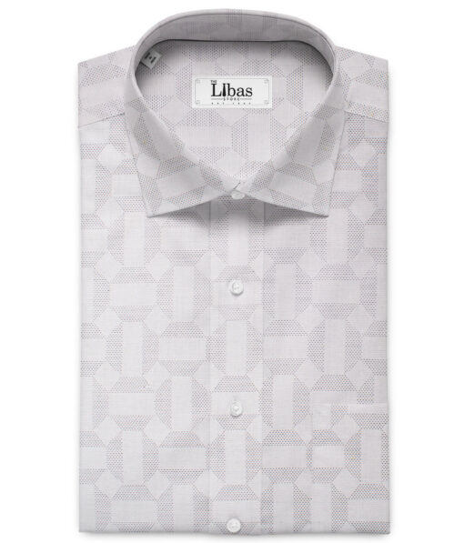 J.Hampstead Men's Giza Cotton Self Design  Unstitched Shirting Fabric (Light Grey) - Image 2