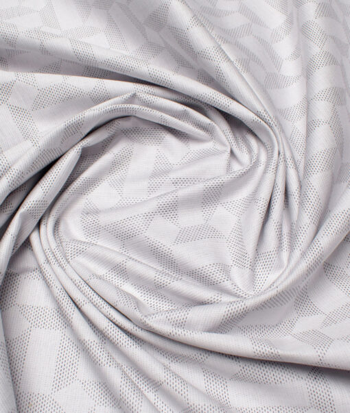 J.Hampstead Men's Giza Cotton Self Design  Unstitched Shirting Fabric (Light Grey) - Image 4