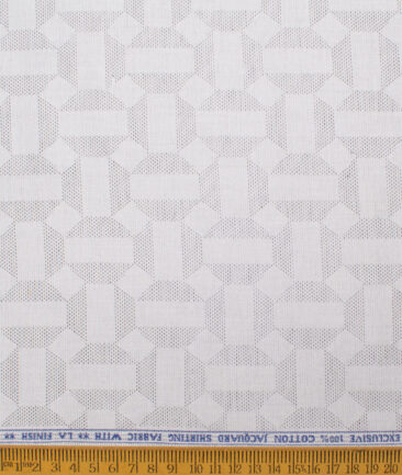 J.Hampstead Men's Giza Cotton Self Design  Unstitched Shirting Fabric (Light Grey) - Image 5