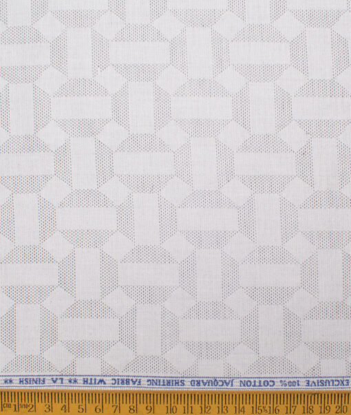 J.Hampstead Men's Giza Cotton Self Design  Unstitched Shirting Fabric (Light Grey) - Image 5