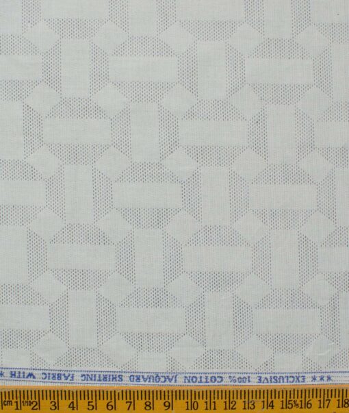 J.Hamsptead Men's Giza Cotton Self Design 2.25 Meter Unstitched Shirting Fabric (Light Grey)