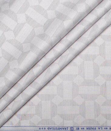 J.Hampstead Men's Giza Cotton Self Design  Unstitched Shirting Fabric (Light Grey)