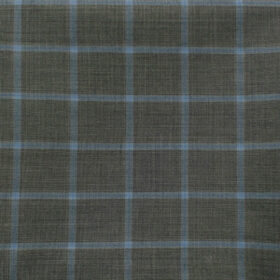 J.Hampstead Men's 60% Wool Super 120's Checks 1.30 Meter Unstitched Trouser Fabric (Grey)