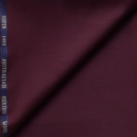 J.Hampstead Men's 60% Wool Super 140's Solids 1.30 Meter Unstitched Trouser Fabric (Dark Wine)