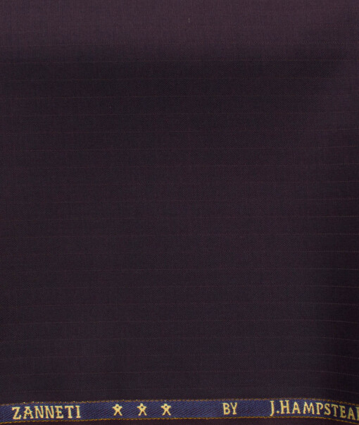 J.Hampstead Men's 60% Wool Super 140's Striped 1.30 Meter Unstitched Trouser Fabric (Dark Purple)