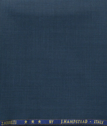 J.Hampstead Men's 60% Wool Super 140's Structured 1.30 Meter Unstitched Trouser Fabric (Aegean Blue)
