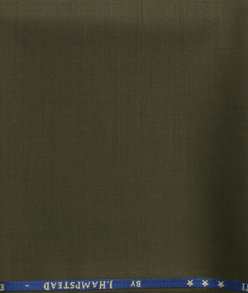 J.Hampstead Men's 60% Wool Super 140's Solids 1.30 Meter Unstitched Trouser Fabric (Dark Seaweed Green)