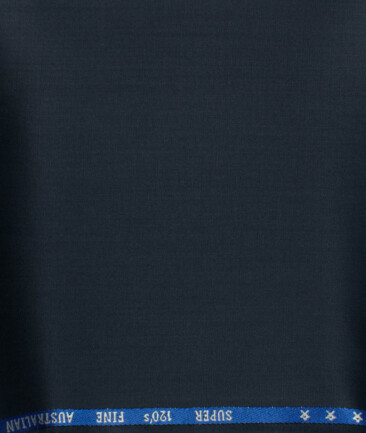 J.Hampstead Men's 60% Wool Super 120's Solids 1.30 Meter Unstitched Trouser Fabric (Dark Blue)
